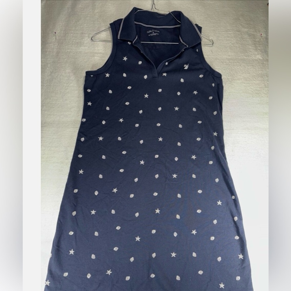 Nautica SeaShells Navy & White Sleeveless Dress Size Large